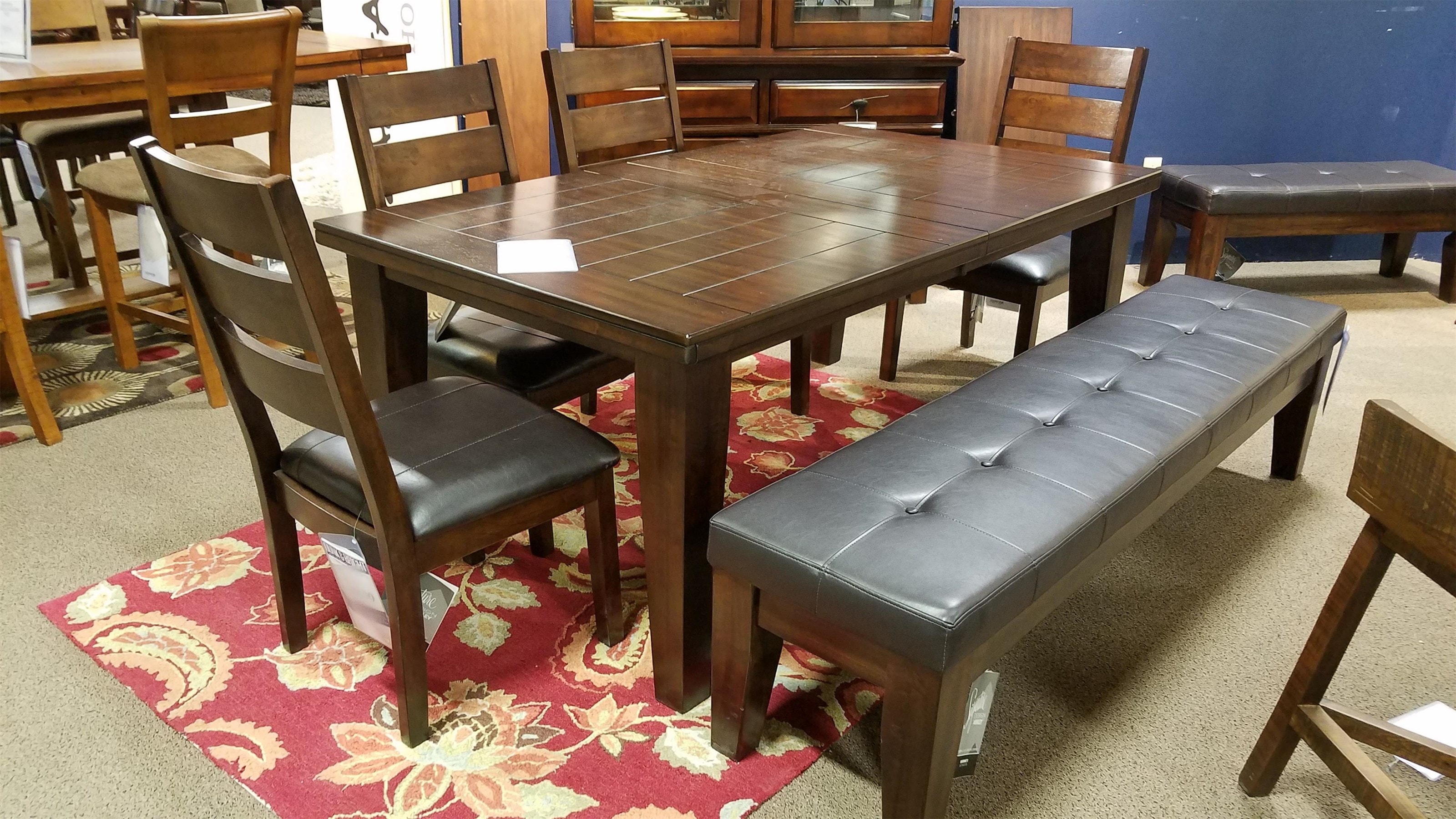 ashley larchmont dark brown dining room table d442 45 ashley signature design larchmontsix piece dining set with bench larchmont d442454x0109 six ashley larchmont dark brown dining room table d442 45 ashley signature design larchmontsix piece dining set with bench larchmont d442454x0109 six